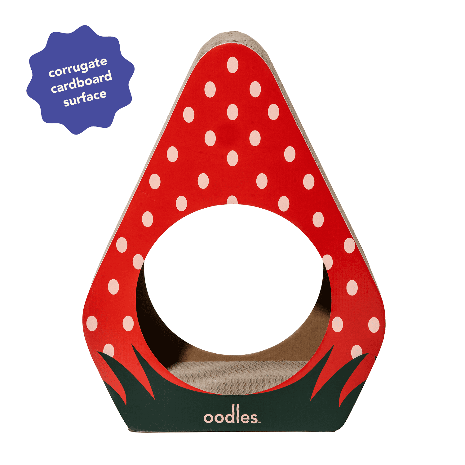 Oodles Durable Corrugated Cardboard Red Strawberry Cat Scratching Pad, O/S