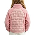 thumbnail image 4 of Zpanxa Girls Fleece Jacket Spliced Quilted Jacket Sleeves Stand Collar Zip Up Warm Outerwear, 4 of 5