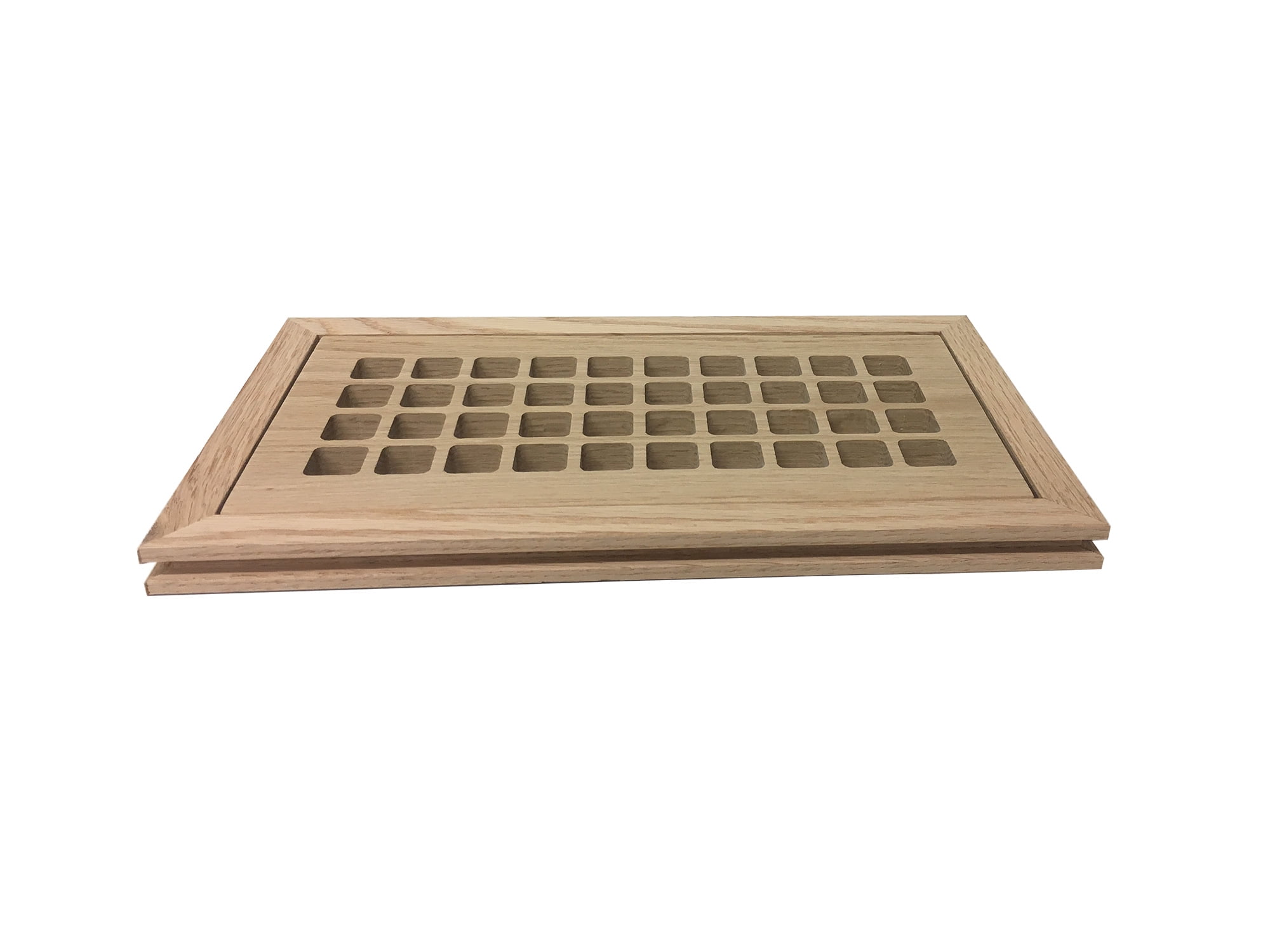 4 Inch x 10 Inch Red Oak Hardwood Vent Floor Register Flush Mount, Eggcrate Style, Unfinished