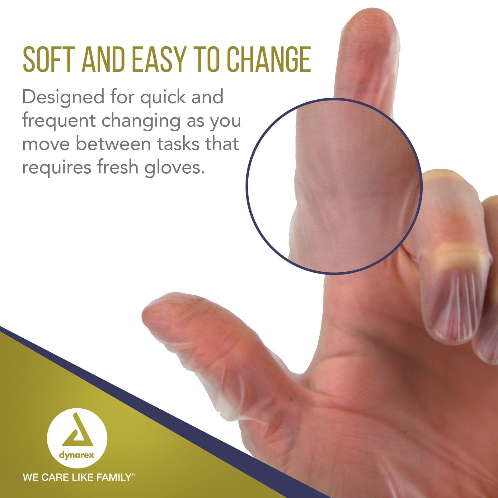 Dynarex Safe-Touch Vinyl Disposable Exam Gloves, Powder-Free, Food Safety and Compliance, Ambidextrous, Clear, Extra Large, 1 Case of 1000 Gloves (10 Boxes of 100 Gloves)