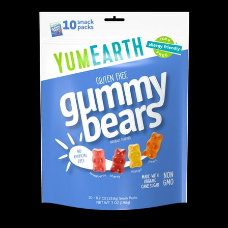 YumEarth Gummy Bears 7 oz (10 Snack Packs)