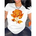 thumbnail image 1 of Camiseta De Mujer Activewear Tops Simples De Verano Para Viajes De MochileroCreative Floral Printed T-Shirt for Women, Casual and Trendy Short Sleeve, Comfortable Summer Top, All Seasons, Knit Fabri, 1 of 7