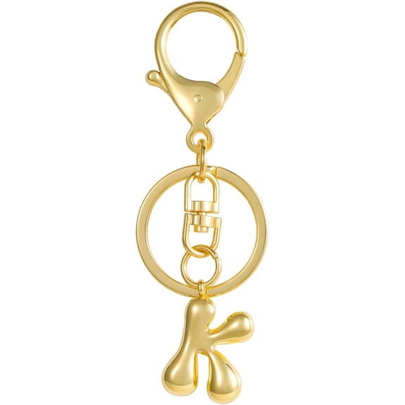 Gold Bubble Initial Keychain for Women Personalized Alphabet Letter Handbag Charm