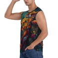 thumbnail image 3 of Lsque Colorful Owl Forest Print Men's Cotton Blend Sleeveless Muscle Shirts (S-3XL)- Moisture Wicking, Odor Protection, UPF 30+,Medium, 3 of 8