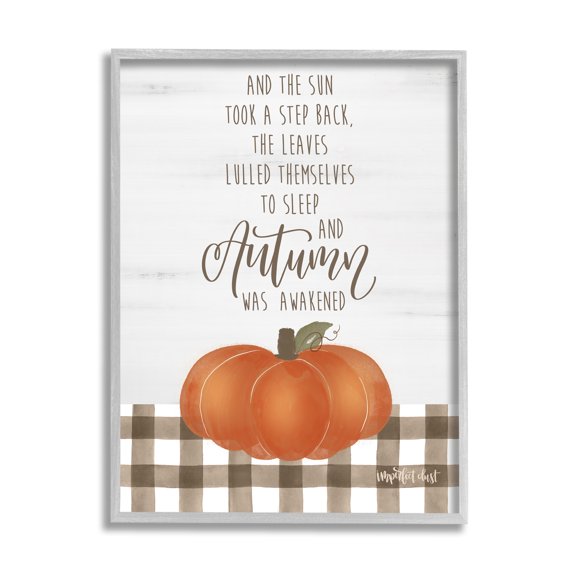 Stupell Industries Autumn Seasonal Phrase Inspirational Painting Gray Framed Art Print Wall Art, 11 x 14