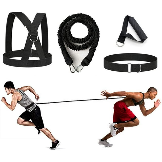 Cuerda de resistencia de doble tracción Juego de cuerdas de resistencia de bungee de 4 piezas Apto solo o compañero Ideal para saltos verticales Movimiento lateral Sprint Entrenamiento de exceso de velocidad Ormromra CZYD-ZC24-2