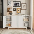 thumbnail image 2 of Jopath Stylish And Functional 4-Door Intaglio Storage Cabinet With Pine Legs, Solid Wood Pulls And Mdf Of The Tabletop Is 220 Lbs.For Living Room Bedroom,And Kitchen White, 2 of 9