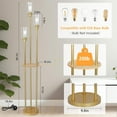 thumbnail image 5 of Floor Lamps for Living Room, Gold Floor Lamp with Shelves, 3-Lights Modern Brass Standing Lamp with Glass Shades, On/Off Foot Switch, Mid Century Tall Lamp for Bedroom Corner Office(66"), 5 of 14
