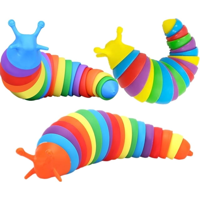 Piezas Juguetes Fidget Slug, Fidget Toy,Juguete Sensorial para Relajarse,Juguetes Sensoriales para Autismo, Regalos para Niños y Adultos (#1: Color 3 Piezas)