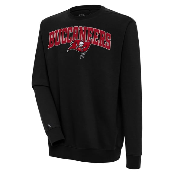 Men's Antigua Black Tampa Bay Buccaneers Victory Chenille Pullover Sweatshirt