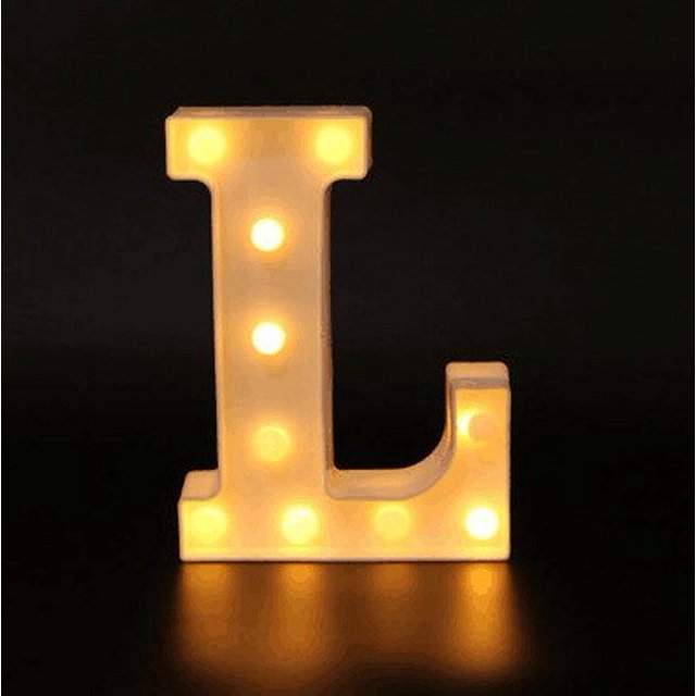 Luz de noche LED con letras luminosas, lámpara de batería con número del alfabeto inglés, 22cm, decoración romántica de fiesta de boda, Navidad, Diwali, 26
