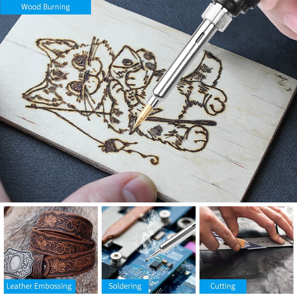Uarter 113 Pcs Wood Burning Kit Pyrography Pen Soldering Iron Wood Tool Includes Soldering and Is Designed for DIY Creativity, Pyrography, Embossing, Carving, and Soldering, Foam, Wax