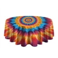 thumbnail image 5 of Colorful Tie Dye Concentric Circles Round Tablecloth 60"x60",Wrinkle Wipeable Table Cloth for Kitchen Dining Room Picnic Patio Party, 5 of 6