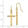 thumbnail image 3 of Real 14kt Yellow Gold Cross Shepherd Hook Dangle Earrings; for Adults and Teens; for Women and Men, 3 of 3