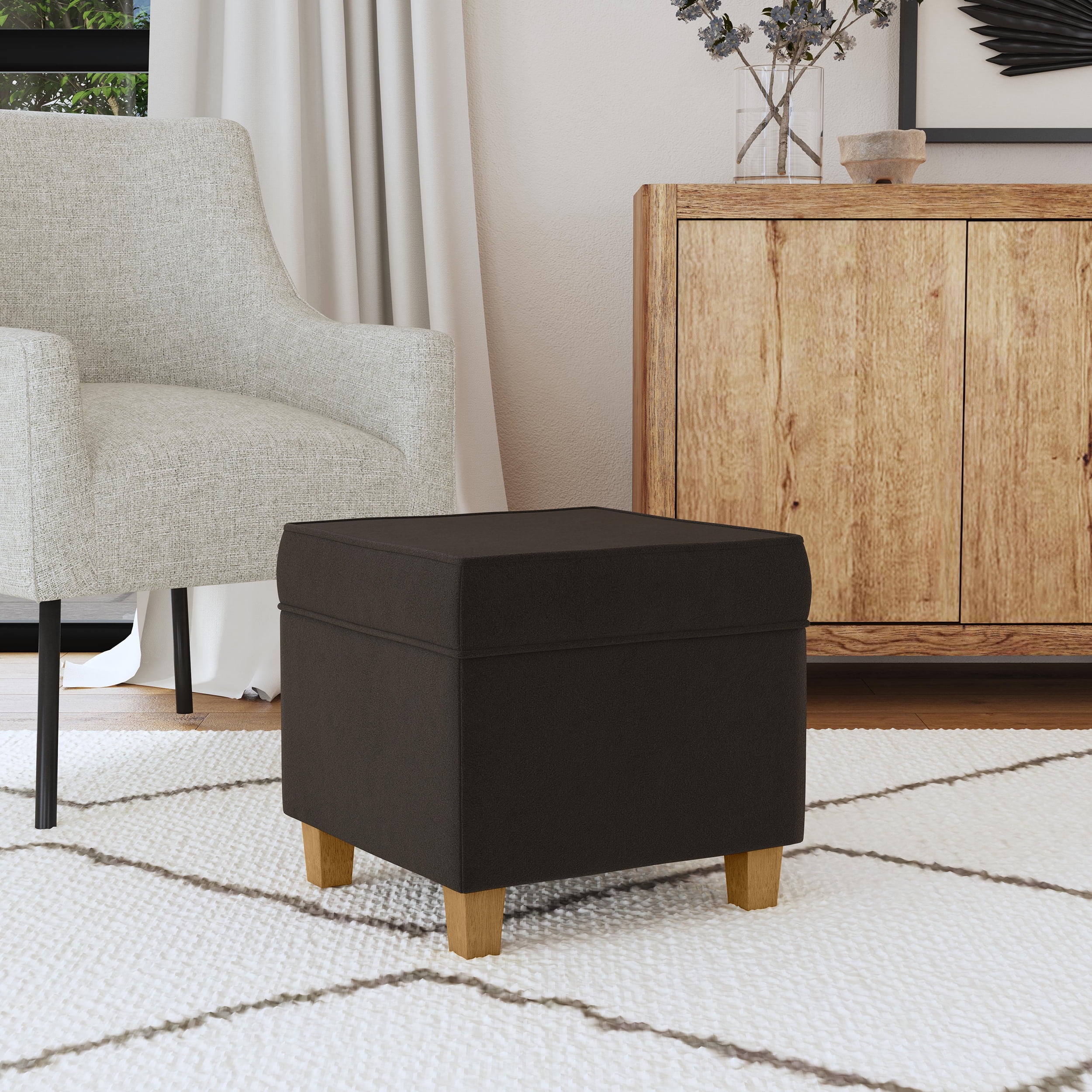 HomePop Dinah Storage Ottoman, Chocolate Brown Velvet