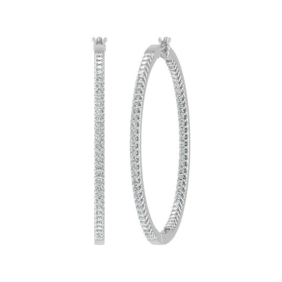1 Carat Prong Set Diamond Inside-out Hoop Earrings in 10k White Gold