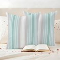 thumbnail image 3 of Aqua Gray Stripes Outdoor Waterproof Pillow Covers, Minimalist Gradient Lines Aesthetic Decorative Square Throw Pillowcase Sofa Cushion Sham for Patio/Couch/Chair, 18"x18" 2 Pack, 3 of 8