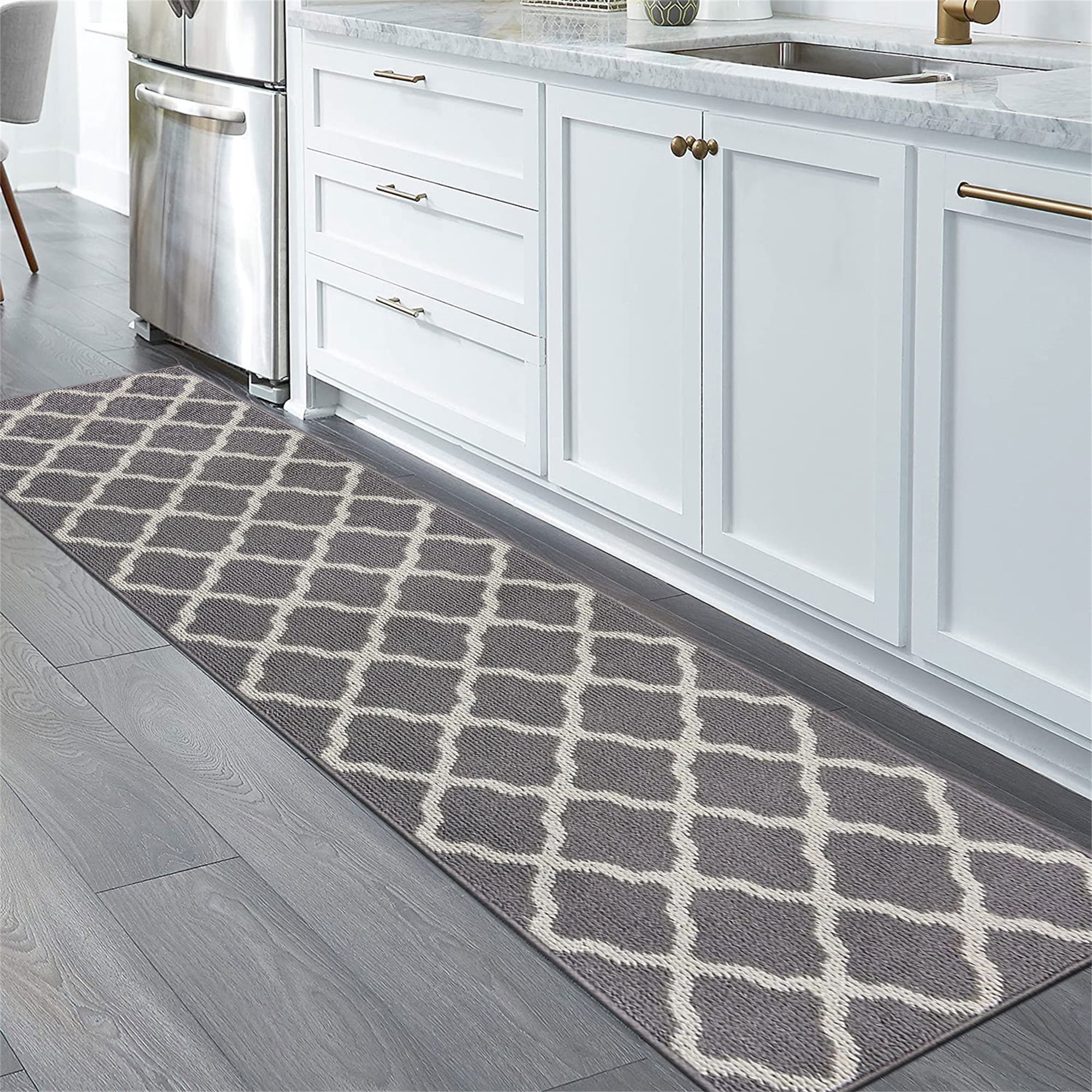 Runner Rug for Hallway 2×10feet Non Slip Kitchen Floor Carpet Runners Geometric Pattern Machine Washable Area Rug for Entryway Bathroom