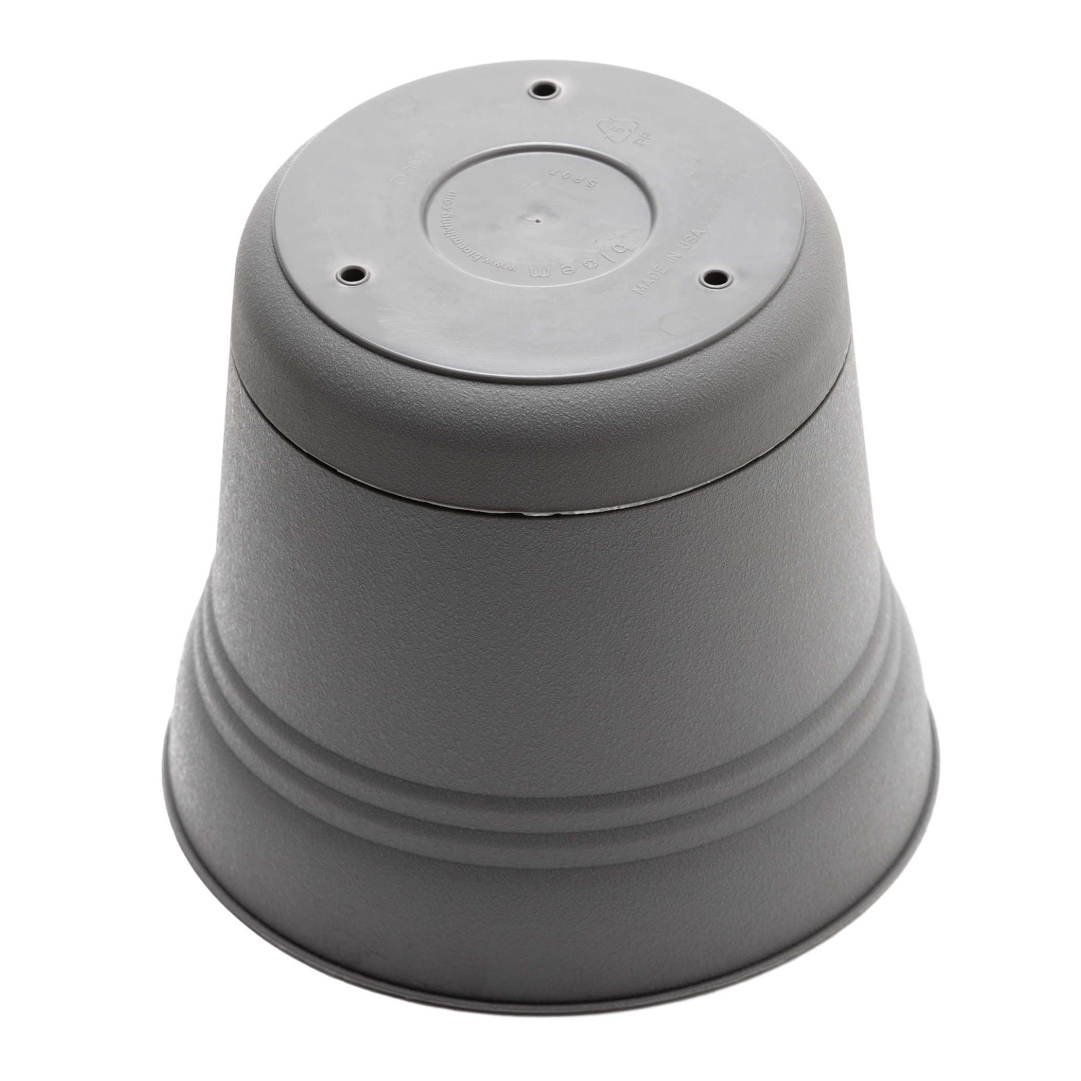 Bloem Saturn 12" Round Plastic Planter - Indoor/Outdoor, Snap-in Saucer & Drainage Holes, Charcoal