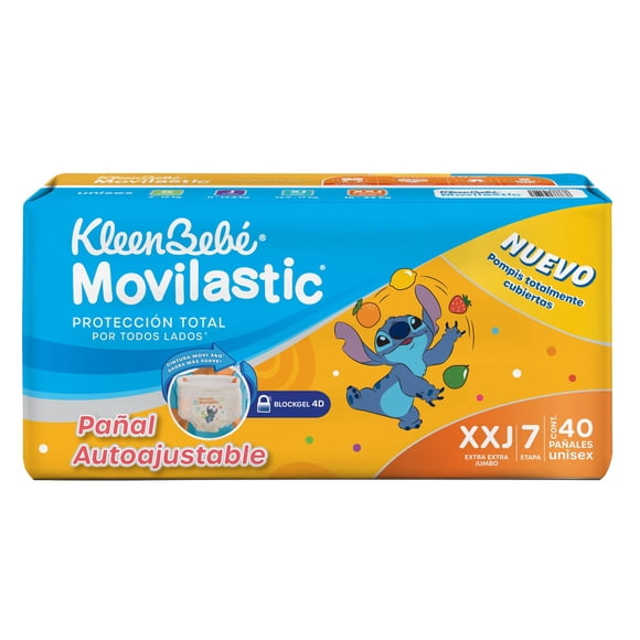 Pañal KleenBebé Movilastic Etapa 7 Unisex Extra Extra Jumbo de 40 piezas por bolsa