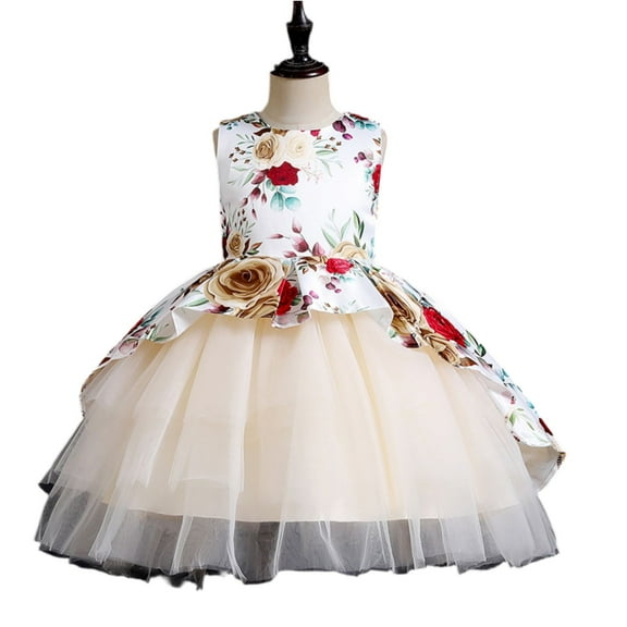 LWavelet Flower Little Big Girls Maxi Dress Bridesmaid Wedding Pageant Party Princess Communion Floral Vintage Lace Dance Gown