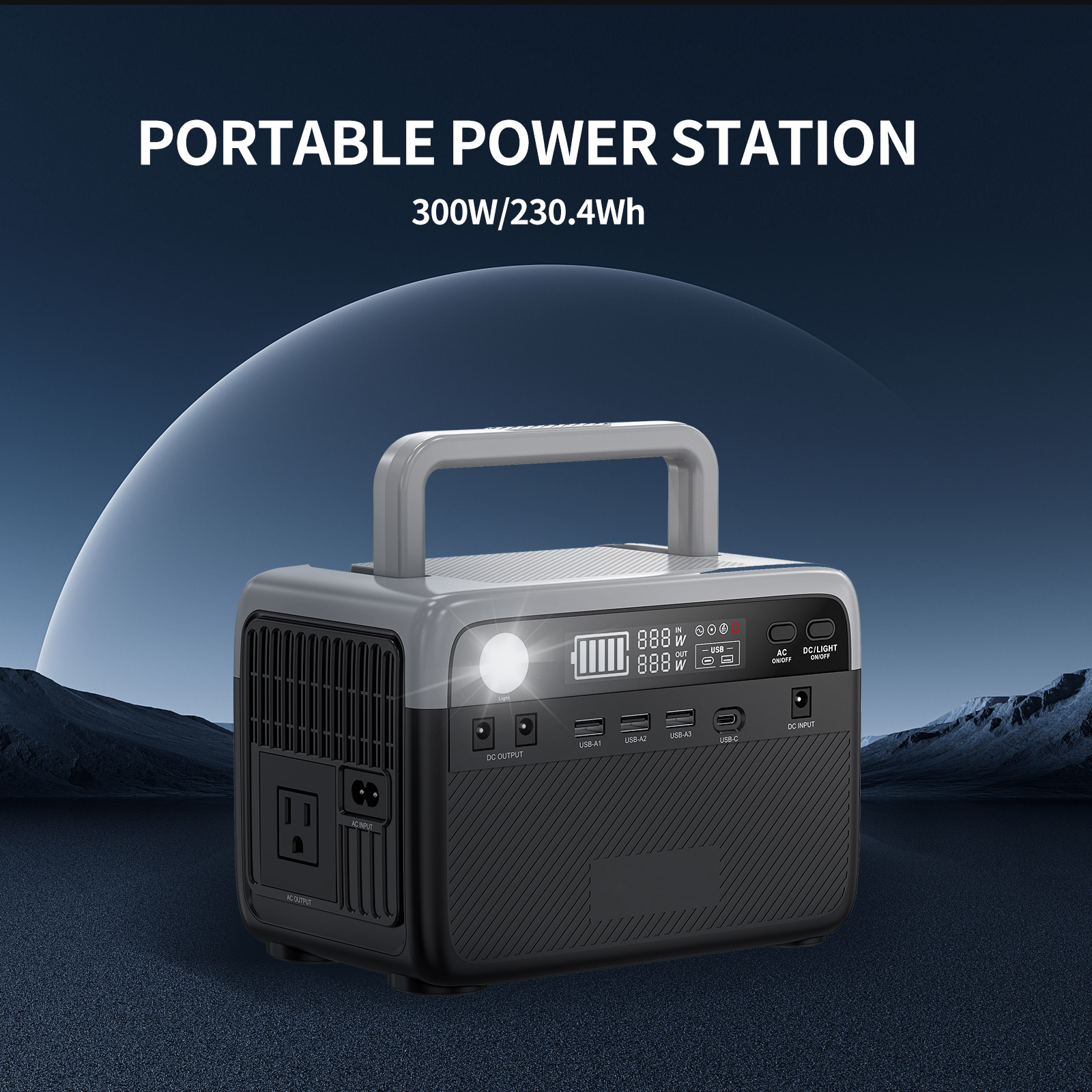 XCLOUD 300W(Peack 600W) Portable Power Station 296Wh Capacity Lithium Battery Solar Generator Fast Charging (Solar Panel Optional) for Home Backup Outdoor Camping