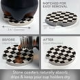 thumbnail image 3 of Thirstystone  Black & White Checkered  Single Round Stone Car Coaster, 3 of 6