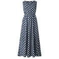 thumbnail image 1 of Robe Maxi 2025 pour Femmes Col en V Robe pour Femmes Col Rond Robe en Tricot à Pois Imprimée Femmes Sans Manches Ligne A Haut Plissé Longues Robes Ample Froncée Fluide Décontractée Midi Robe d'Été Robes Débardeur, 1 of 5