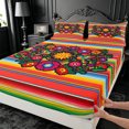 thumbnail image 4 of meiyoeat Colorful Fiesta King Sheets,Men Women,Folk Print Bedding For Men Women,4-Piece,1 Flat Sheet,1 Fitted Sheet and 2 Pillowcases, 4 of 6