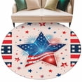 thumbnail image 2 of Independence Day Round Living Room Rugs 6 ft, 250th Years US Flag Red Blue Stripe Star Fireworks Washable Area Rug with Non-Slip Sturdy Edge Binding Round Carpet for Kitchen Office Bedroom, 2 of 9