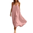 thumbnail image 7 of BOOMNY Women's Backless Cami Dress Spaghetti Strap Cami Lounge House Dresses Flowy Beach Summer Maxi Sundress, 7 of 7