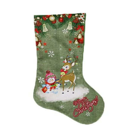 Christmas Stockings In Bulk KABOER Large Christmas Stockings, 2 Pcs 47*22CM with Snowman Santa Elk Printed, Gift Card Bags Holders, Bulk Treats for Neighbors Coworkers Kids Cats Dogs ()