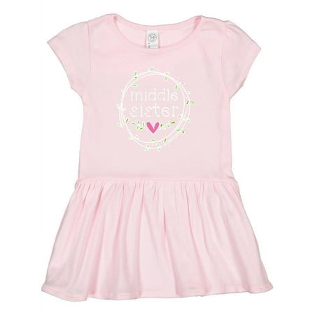 

Inktastic Middle Sister Leaves Circle Heart Gift Toddler Girl Dress