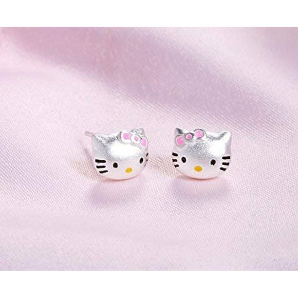 Boucles d'oreilles chats blancs en argent 925 pour fille