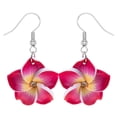 thumbnail image 2 of Lovely Hawaiian Plumeria Rubra Dangle Earrings Tropical Flower Bohemia Luau Beach Party Accessories for Women Gifts, 2 of 6