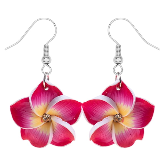 Colorful Drop Earrings Set, Lightweight Flower Dangle Earrings for Women, Bohemian Floral Earrings Fashion Jewelry Gift,Secure Fit No Irritation Sensitive Ears(Rose red,1.18")