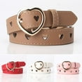 thumbnail image 4 of Waroomhouse Women Heart-shaped Belt Versatile Women Belt Women Heart-shaped Buckle Belt Heart Hollow Design Waistband Faux Leather Adjustable Length Belt Fashion, 4 of 8