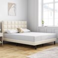 thumbnail image 2 of Full Bed Frame, Full Size Platform Bed With Fabric Upholstered Headboard, Beige, 2 of 6