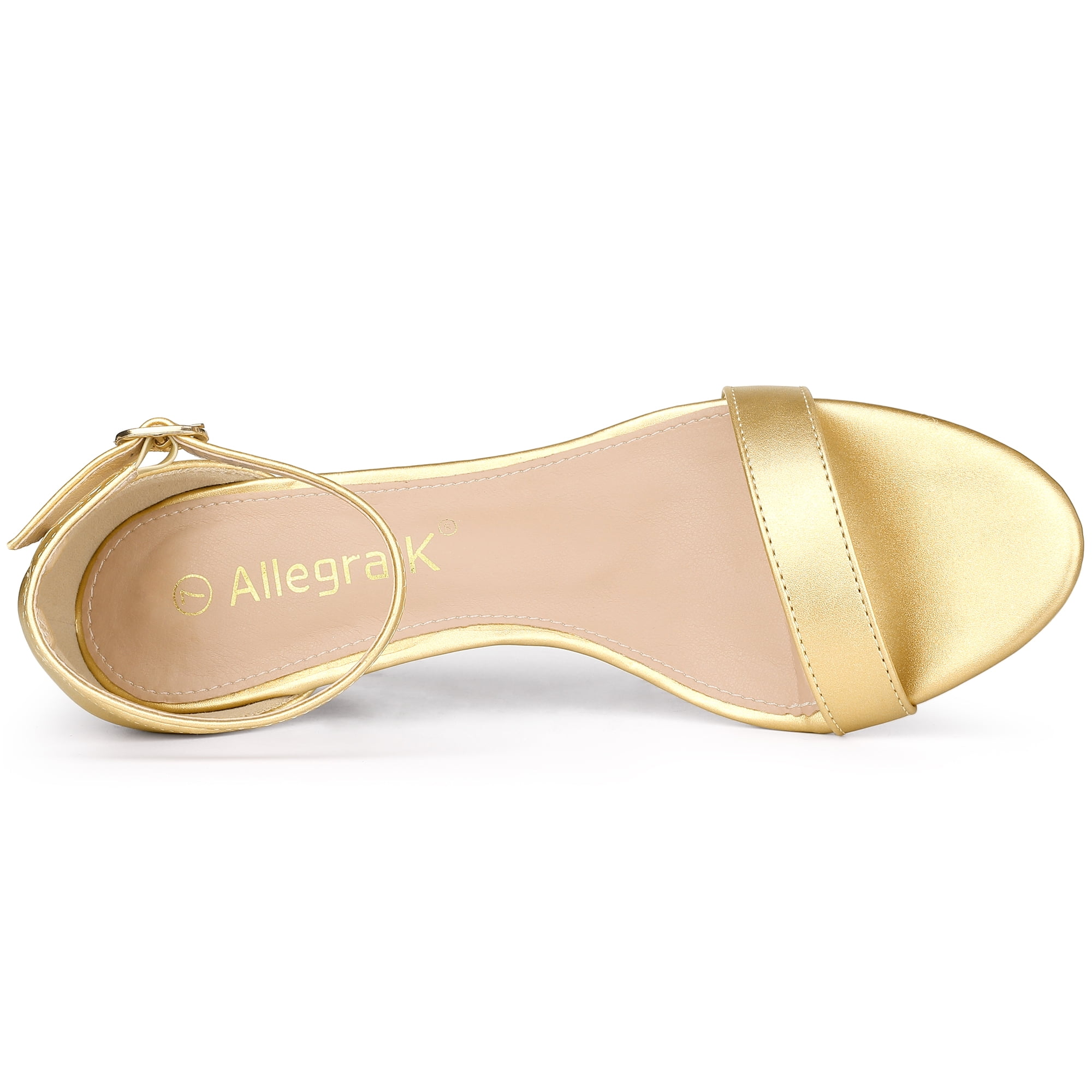 DARING DIVA Women's Ankle Strap Low Wedge Heels Sandals Gold US 8/UK 6/EU 38