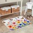 thumbnail image 2 of FJPT Non Slip Flannel Polyester Floor Mat With Floral And Butterfly Design For Bathroom Kitchen Bedroom Decor 31.5x19.7 inch, 2 of 5