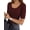 Burgundy, variant on Womens Half Sleeve Scoop Neck Slim Fitted T Shirts Casual Basic Tees Summer Tops Clothes