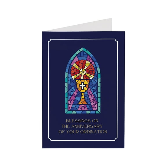 M Market On Mainstreet Christian Ordination Card w/Envelope, 5x7 inches, Made in the USA (Anniversary- Stained Glass, Single Card) C24