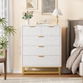 thumbnail image 5 of EastVita Modern 5 Drawer Dresser Wide Chest with Gold Metal Legs and Handles Wood Storage Organizer for Bedroom Living Room Hallway White, 5 of 6
