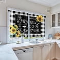 thumbnail image 5 of dinii Black White Buffalo Plaid Check Kitchen Curtains, Farmhouse Sunflower Short Window Drapes Set of 2, Window Treatment Tier Curtains for Kitchen Over Sink Bathroom Decor (26x36 Inch), 5 of 6
