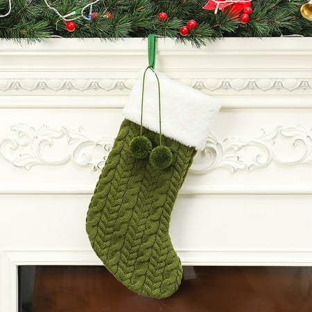 Christmas Stocking Knitting Sock, Christmas Knit Classic Solid Color ...