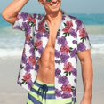 thumbnail image 7 of Pofeuu Peonies Print Hawaiian Shirt for Men Sleeves Casual Button Down Summer Beach Dress Shirts T-Shirts,X-Large, 7 of 7