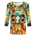 thumbnail image 5 of JTZGDY Western Shirts for Women Plus Size Ethnic Style Tops Plus Size 3/4 Lenght Sleeve Vintage Bleached Crewneck Tunic Tees Loose Oversied Graphic Tshirt Tops Multicolor#08 XL, 5 of 6