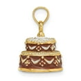 thumbnail image 2 of Auriga 14k Yellow Gold 3-D HAPPY BIRTHDAY Cake w/Brown Frosting Charm (L - 20mm, W - 12.57mm), 2 of 6
