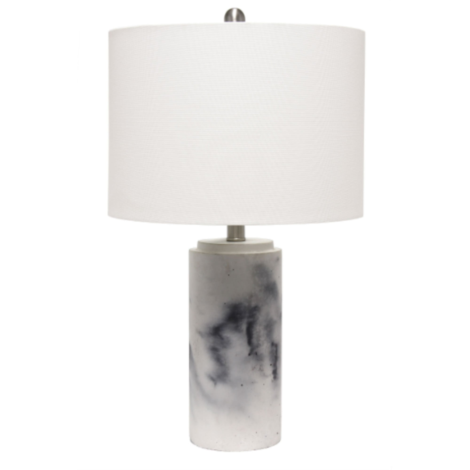 Lalia Home Marbleized Table Lamp with White Fabric Shade, White
