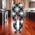 thumbnail image 2 of successthop Plaid Pajama Pant Men Printed Pants Elastic Waist Trousers Straight Open Bottom Lightweight Loungewear, 2 of 5